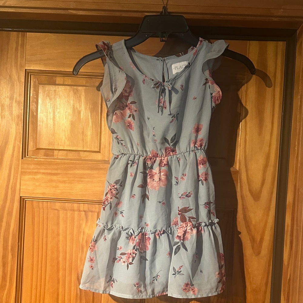 Place Kids Floral Dress in Blue and Pink
